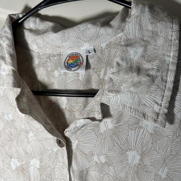 Makai Beach Hawaii Womens Neutral Floral Button Down Cropped Blouse Large - Picture 2 of 3